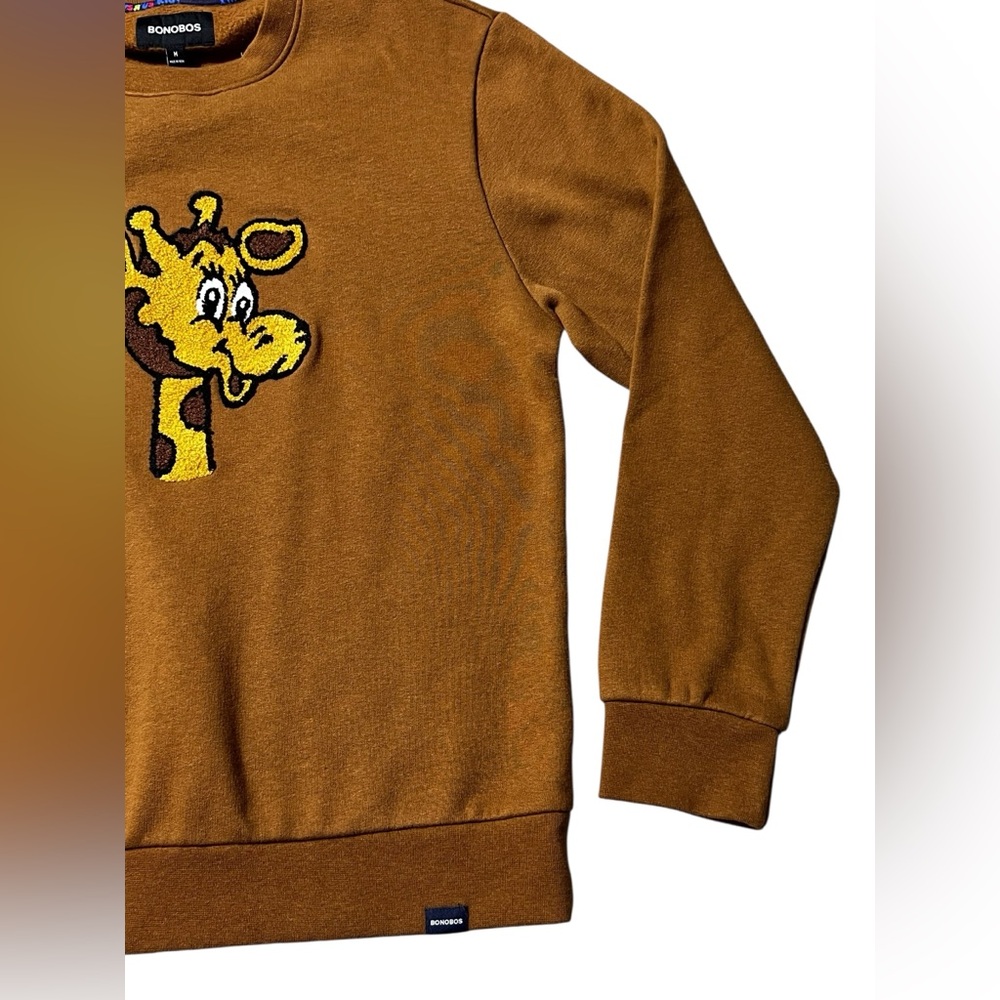 Bonobos Geoffrey Giraffe Sweatshirt Crewneck men’s medium Brown "Toys R Us Kid" - Picture 4 of 12